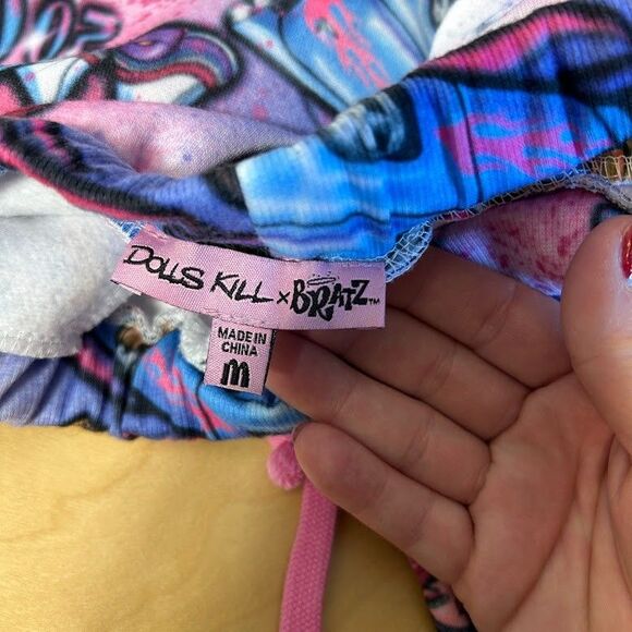 Dolls Kill X Bratz Airbrush Print Jogger Sweatpants M Purple Pink Drawstring - Picture 7 of 8